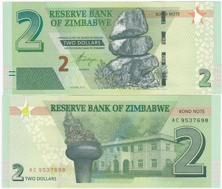 Зимбабве - 2 Dollars 2016 - UNC