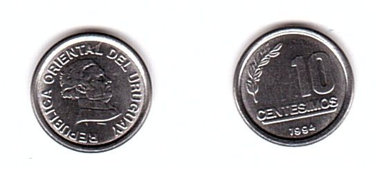 Уругвай - 5 шт х 10 Centesimos 1994 - UNC