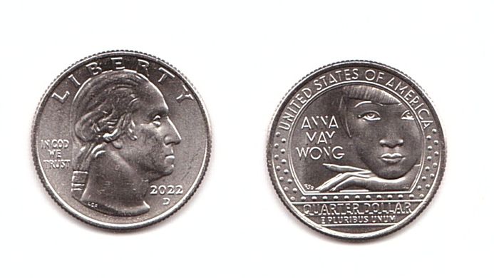 США - 1/4 ( Quarter ) Dollar ( 25 Cents ) 2022 - D - Анна Мей Вонг Американські жінки - UNC
