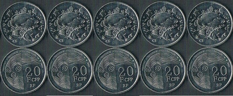 Французька Полінезія / Таїті - 5 шт. X 20 Francs 2021 - UNC
