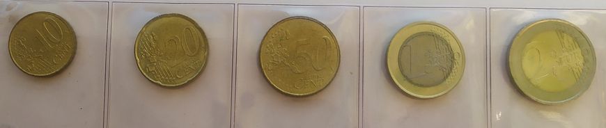 Монако - набір 5 монет 10 20 50 Cent 1 2 Euro 2003 - у запайці - aUNC