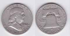 США - 1/2 Half Dollar 1962 - Franklin - срібло - VF