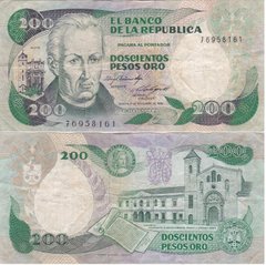 Колумбія - 200 Pesos Oro 1984 - P. 429b - serie 76958161 - VF