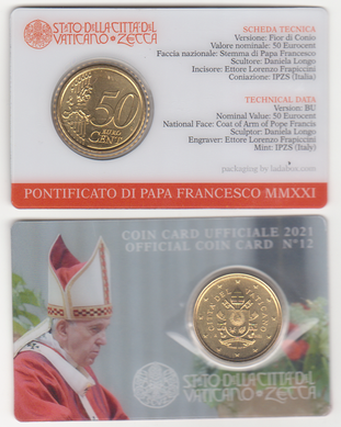 Ватикан - 50 Cent 2021 - in folder - UNC