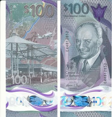 Барбадос - 100 Dollars 2022 - Polymer - UNC