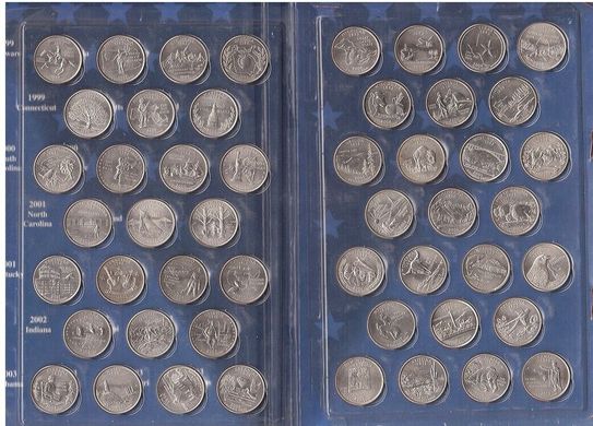 USA - set 50 coins 1/4 ( Quarter ) Dollar ( 25 Cents ) 1999 - 2008 - US states - in folder - aUNC / UNC