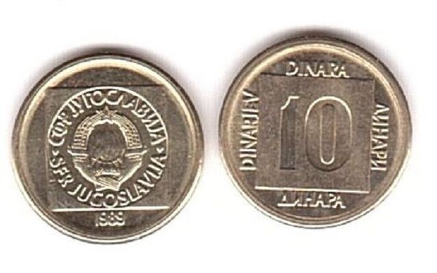 Югославія - 10 Dinara 1989 - UNC