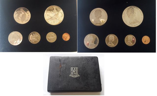 Бріг Віргінські острови - набір 6 монет 1 5 10 25 50 Cents 1 Dollar 1974 - у футлярі - срібло - UNC / aUNC
