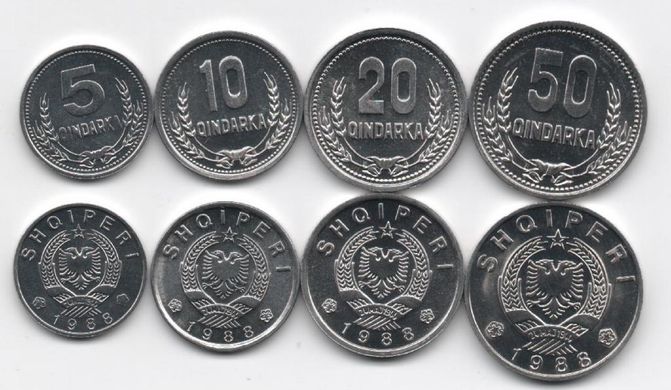 Албания - набор 4 монеты 5 10 20 50 Qindarka 1988 - UNC