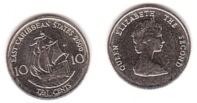 Восточные Карибы - 5 шт х 10 Cents 2000 - UNC