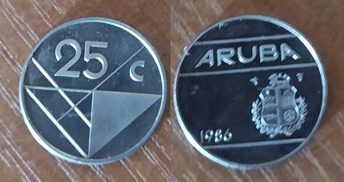 Аруба - 25 Cents 1986 - aUNC