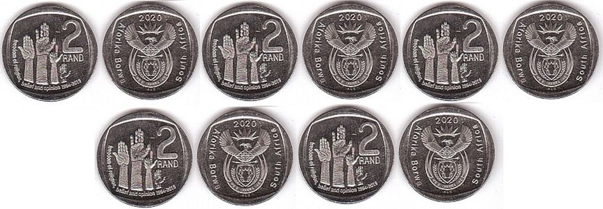 South Africa - 5 pcs x 2 Rand 2020 - Freedom of religion, belief and opinion 1994 - 2019 - comm. - UNC