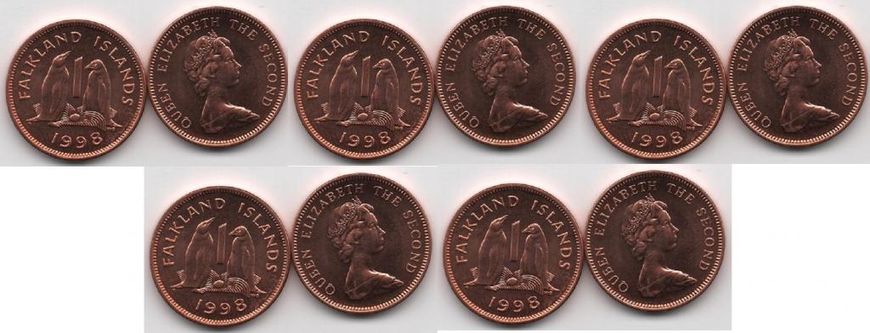 Falkland Islands - 5 pcs х 1 Penny 1998 - aUNC / XF+