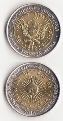 Аргентина - 5 шт. X 1 Peso 2016 - UNC