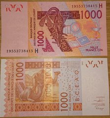 Західна Африка / Нігер - 1000 Francs 2019 - letter H - UNC
