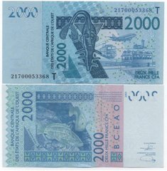 Западная Африка / Того / T - 2000 Francs 2021 - letter T - aUNC / UNC