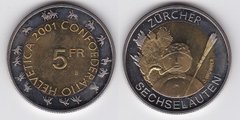 Швейцария - 5 Francs 2001 - Проводи зими в Цюріху - aUNC