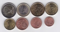 Италия - набор 8 монет 1 2 5 10 20 50 Cent 1 2 Euro 2002 - XF