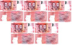Jamaica - 5 pcs x 50 Dollars 2022 ( 2023 ) -  comm. - Polymer - UNC