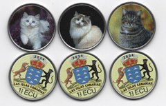 Fantasy - Canary Islands - set 3 coins x 1 1/2 Ecu 2024 - Cats - UNC