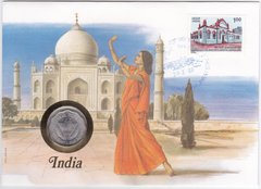 Индия - 10 Paise 1974 - в конверті з маркою - UNC