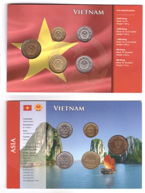 Vietnam - Mint Set 5 coins 200 500 1000 2000 5000 Dong 2003 - #2 - in the booklet - UNC