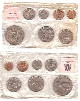 Новая Зеландия - набор 7 монет 1 2 5 10 20 50 Cents 1 Dollar 1972 - aUNC / XF+