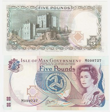 Острів Мен - 5 Pounds 1991 - Pick 41b - Queen Elizabeth ll - UNC