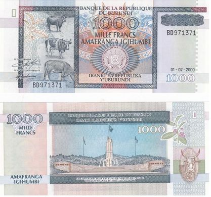 Бурунди - 1000 Francs 2000 - P. 329c - UNC