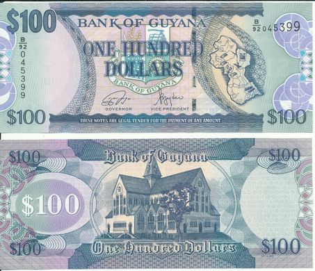 Гайана - 5 шт х 100 Dollars 2022 - P. 36e - UNC