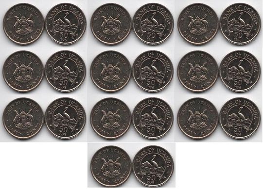 Уганда - 10 шт х 50 Cents 1976 - VF