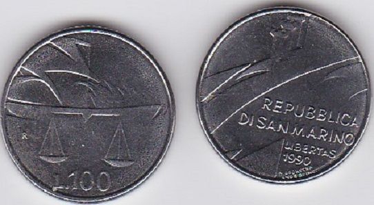 Сан-Марино - 100 Lire 1990 - UNC