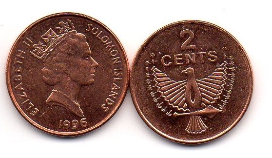 Solomon Islands - 2 Cents 1996 - aUNC- with dot