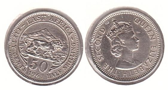 British East Africa - 50 Cents 1963 - in holder - XF