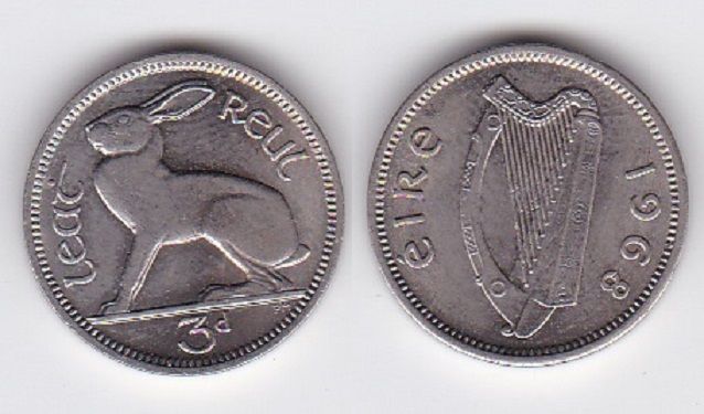 Ирландия - 3 Pence 1968 - aUNC / XF