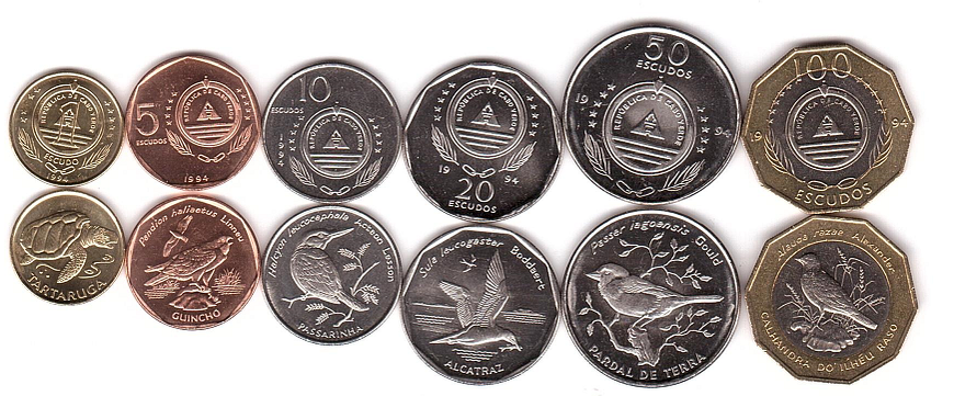 Кабо-Верде - набор 6 монет - 1 5 10 20 50 100 Escudos 1994 - Птицы - UNC