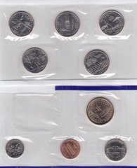 USA - set 9 coins 1 Dime 1 5 Cents + 1/4 1 Dollar 2001 - P - in an envelope - UNC