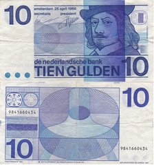 Netherlands - 10 Gulden 1968 - serie 9841660434 - VF