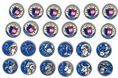 Сомалиленд - набор 12 монет x 3 Francs 2020 - Zodiac signs / Знаки Зодиака - UNC