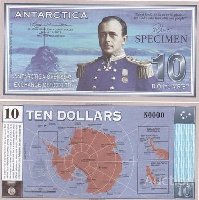 Антарктика - 10 Dollars 2001 - SPECIMEN - UNC