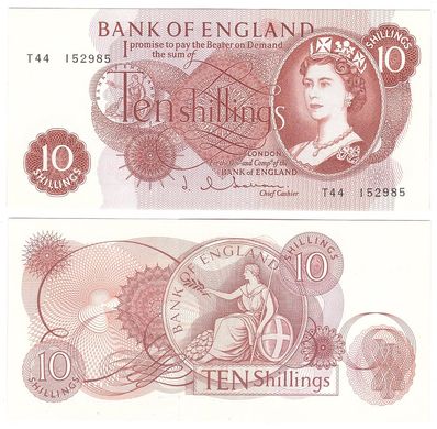 England / Great Britain - 10 Shillings 1960 - 1970 ( 1962 ) J. Q. Hollom Pick 373b - aUNC