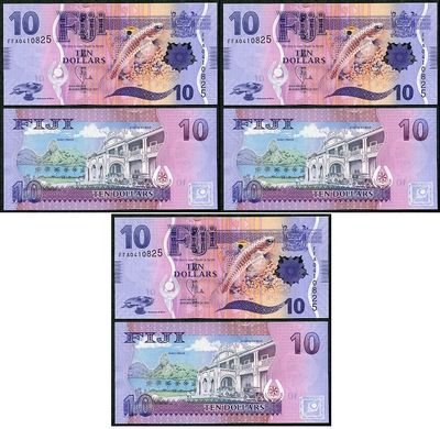 Fiji - 3 pcs x 10 Dollars 2013 - P. 116 - UNC