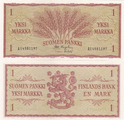 Фінляндія - 5 шт х 1 Markka 1963 - P. 98a(23) - UNC