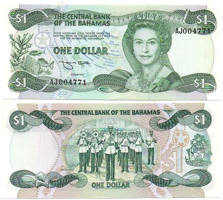 Bahamas - 1 Dollar 1974 ( 1984 ) Pick 43b - aUNC