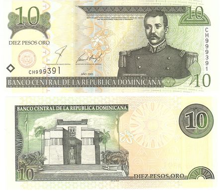 Dominican Republic - 10 Pesos 2001 - P. 168a - UNC