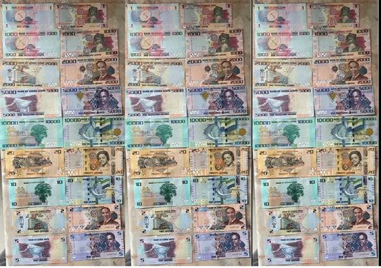 Сьєрра-Леоне - 3 шт х набір 9 банкнот 1000 2000 5000 10000 1 2 5 10 20 Leones 2020 - 2022 - aUNC