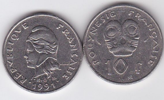 Французька Полінезія - 10 Francs 1991 - VF