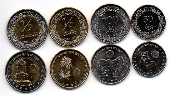 Лівія - набір 4 монети 50 100 Dirhams 1/2 1/4 Dinar 2014 / 2018 - UNC