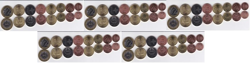 Білорусь - 5 шт х набір 8 монет 1 2 5 10 20 50 K 1 2 Rubles 2016 ( 2009 ) - UNC