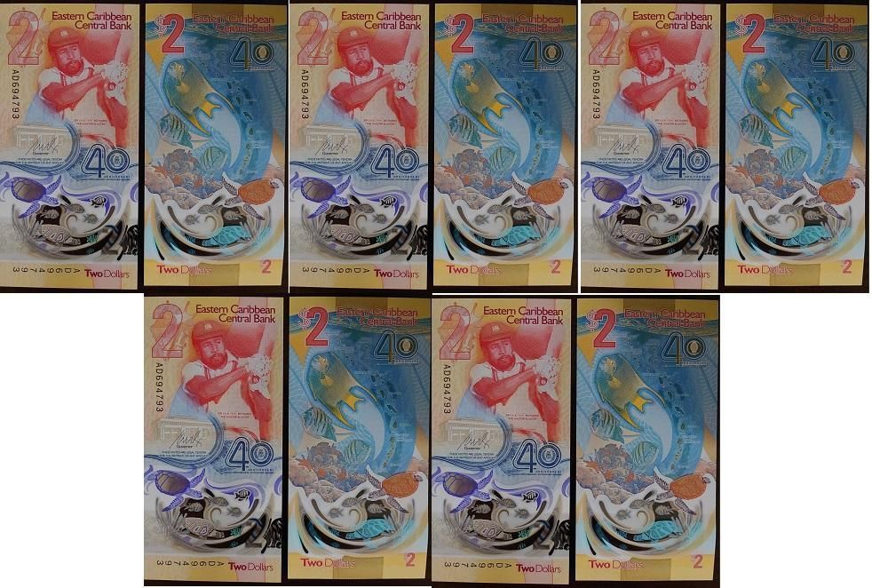 thumbnail image 2 of Eastern Caribbean 2 Dollars UNC 2023 Polymer Banknote – Latin America/Caribbean Currency 2 of 6
